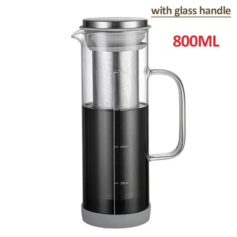 800ml Airtight Glass Cold Brew Coffee Maker - Ideal for Iced Coffee, Lemonade, Tea, and Other Beverages