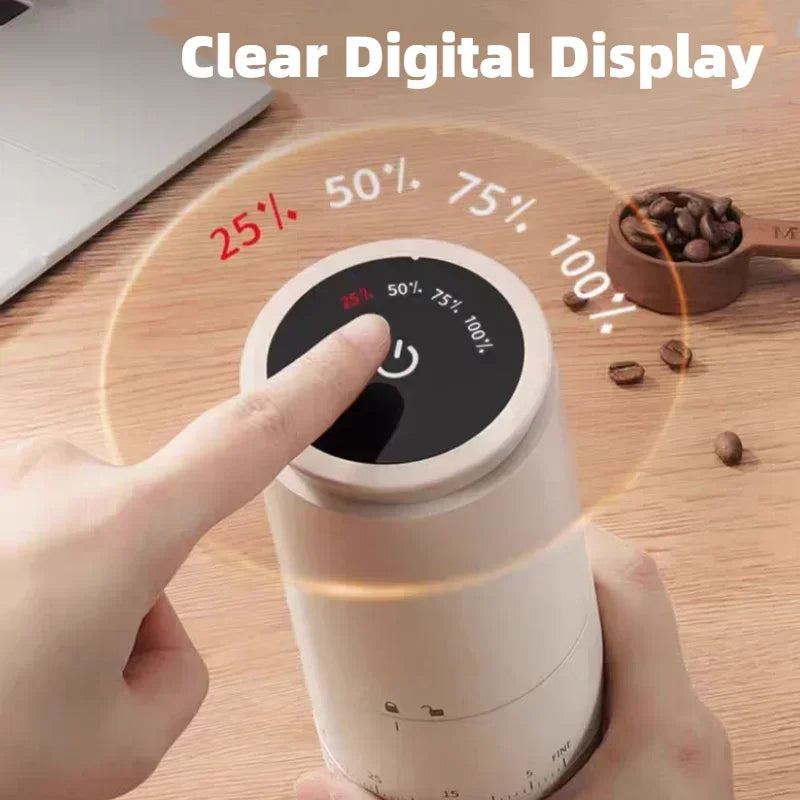 Electric Coffee Grinder with 1500mAh Conical Burr and Adjustable Grinding Settings