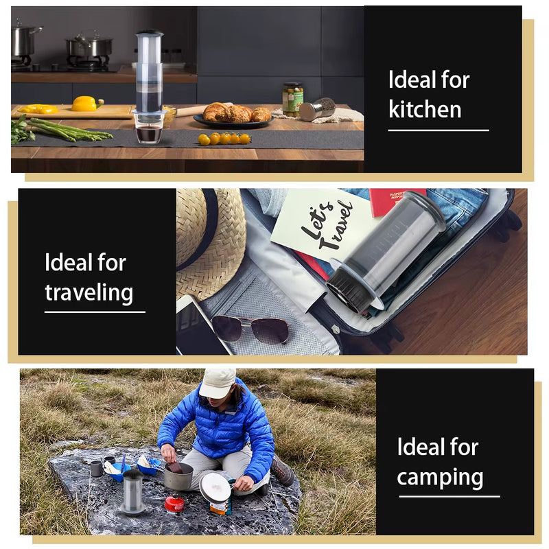 Portable 300ml AeroPress Coffee Maker Set – Includes Grinder & Filter Kit