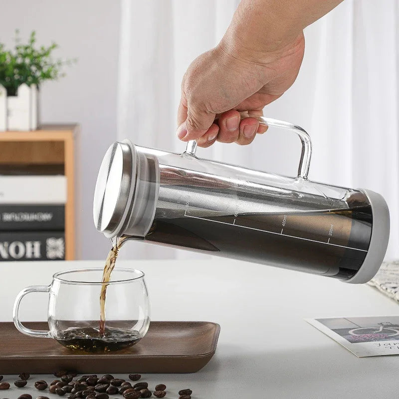 800ml Airtight Glass Cold Brew Coffee Maker - Ideal for Iced Coffee, Lemonade, Tea, and Other Beverages