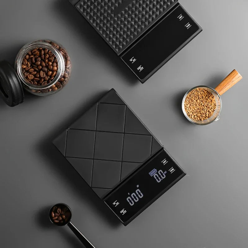 USB Rechargeable Kitchen Coffee Scale with Timer and LED Display - Digital Oz/Ib/G Electronic Food Scale for Household Use