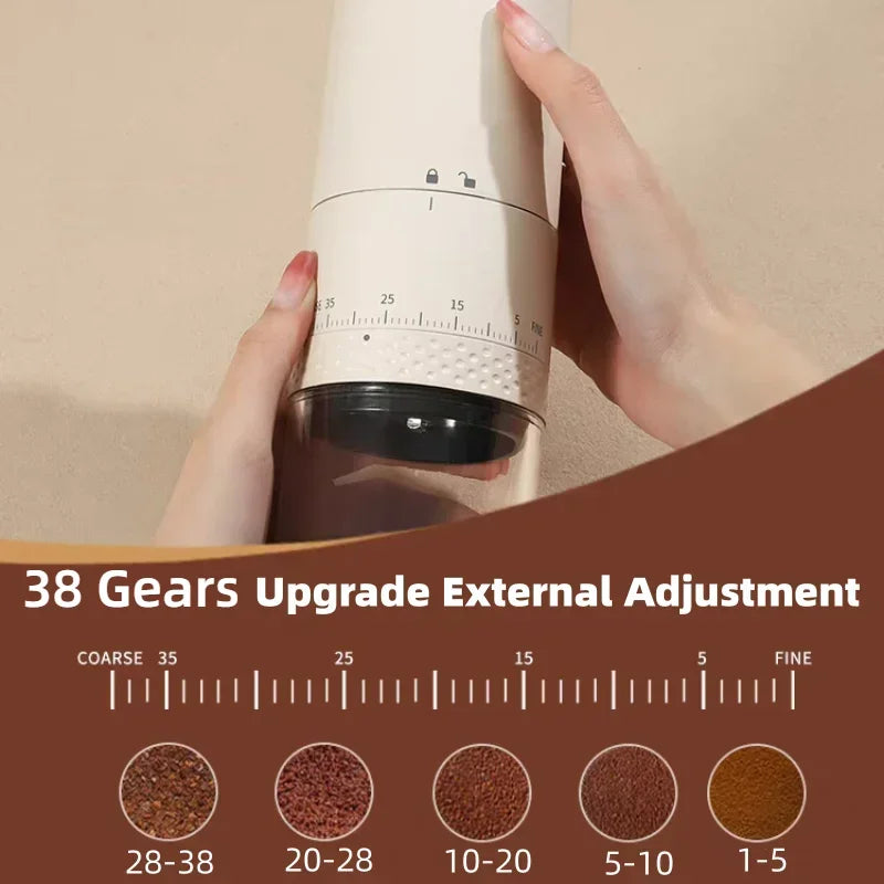 Electric Coffee Grinder with 1500mAh Conical Burr and Adjustable Grinding Settings