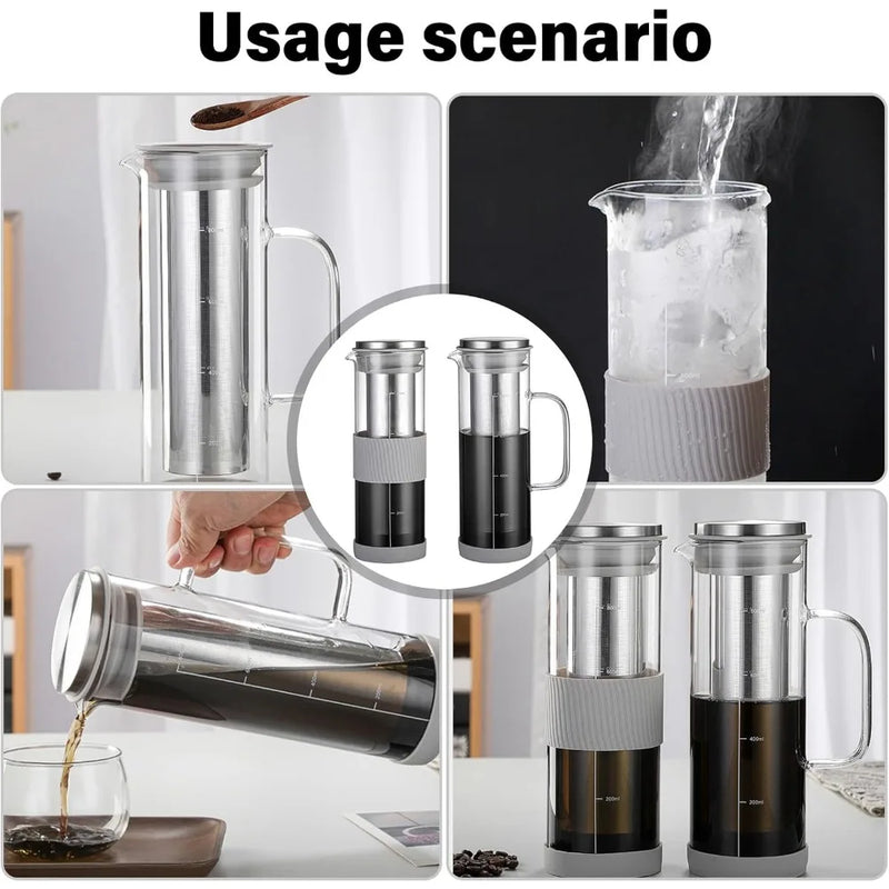 800ml Airtight Glass Cold Brew Coffee Maker - Ideal for Iced Coffee, Lemonade, Tea, and Other Beverages