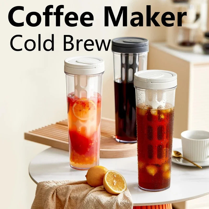 1L Manual Cold Brew Coffee Maker with Handle - High-Capacity Portable Beverage Infuser for Juices, Tea, and Coffee