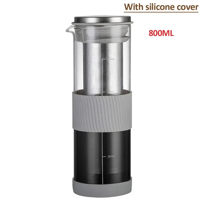800ml Airtight Glass Cold Brew Coffee Maker - Ideal for Iced Coffee, Lemonade, Tea, and Other Beverages