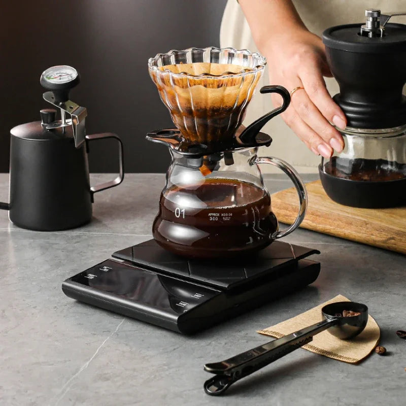 USB Rechargeable Kitchen Coffee Scale with Timer and LED Display - Digital Oz/Ib/G Electronic Food Scale for Household Use