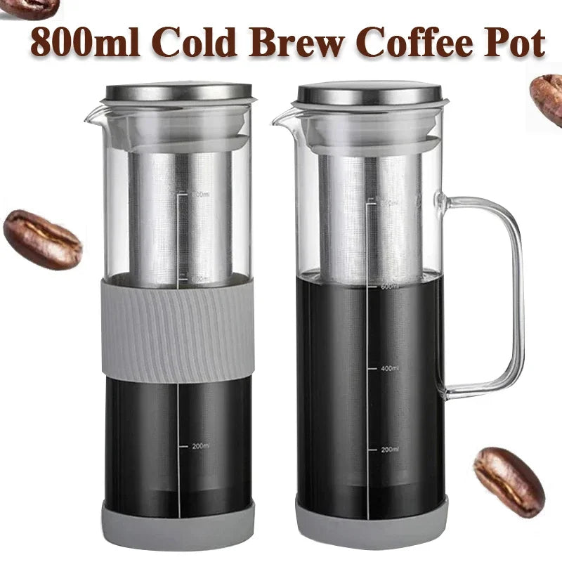 800ml Airtight Glass Cold Brew Coffee Maker - Ideal for Iced Coffee, Lemonade, Tea, and Other Beverages
