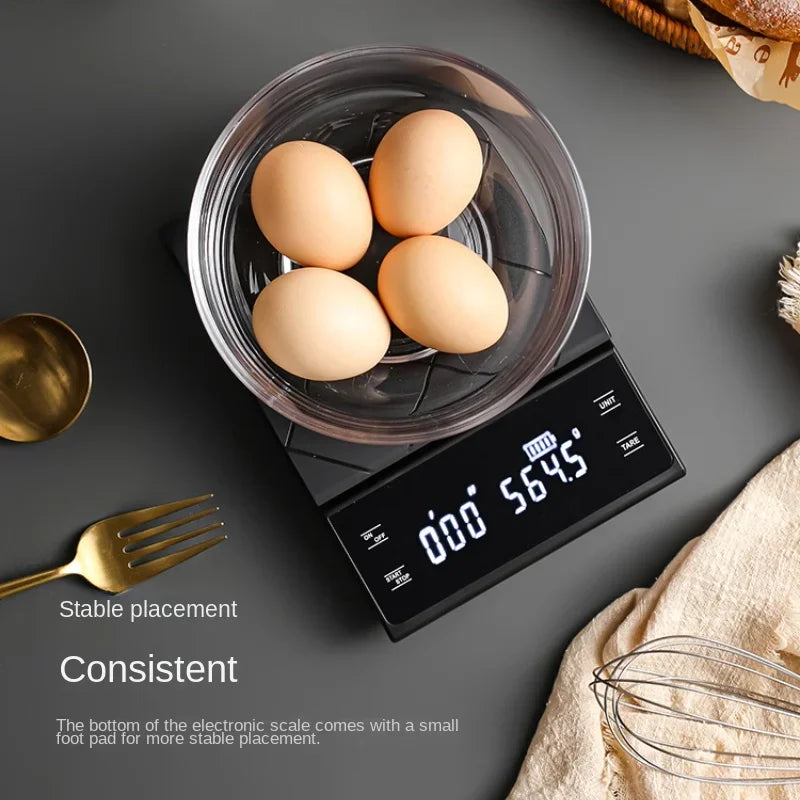 USB Rechargeable Kitchen Coffee Scale with Timer and LED Display - Digital Oz/Ib/G Electronic Food Scale for Household Use