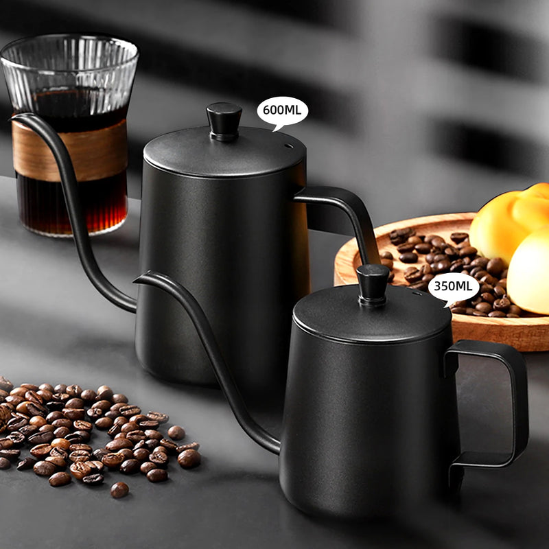 Stainless Steel Gooseneck Pour Over Coffee Kettle - 350/600ML Capacity with Precision Long Narrow Spout