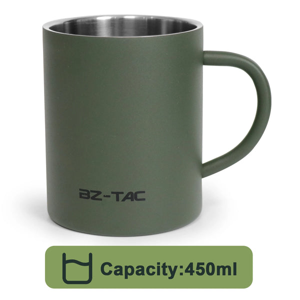  Rugged Steel Coffee Mug – Insulated & Matte Green for Outdoor Adventures (300ml / 450ml)