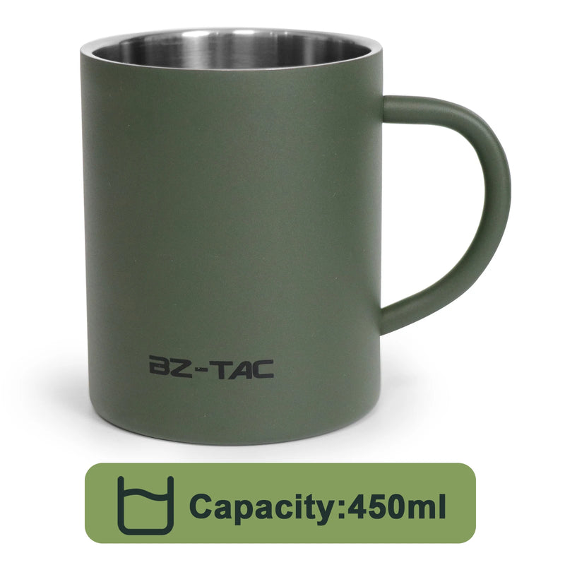  Rugged Steel Coffee Mug – Insulated & Matte Green for Outdoor Adventures (300ml / 450ml)