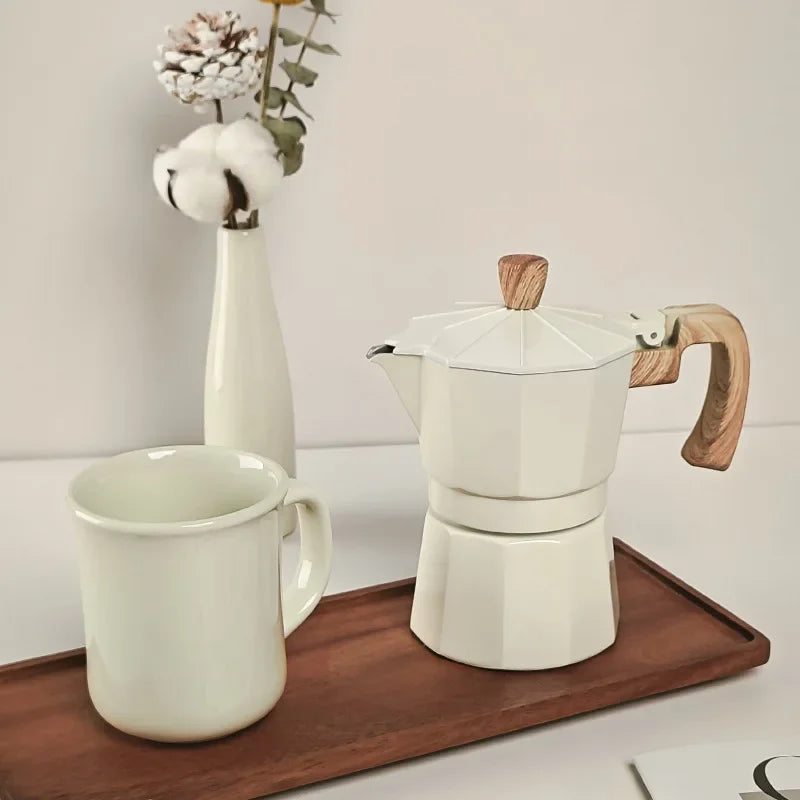 Premium Coffee Brewing Set: 6-Piece Collection Featuring Hand Grinder, Moka Pot, Cup, Bean Bin, Filter Paper, and Brush Spoon for the Ultimate Coffee Experience