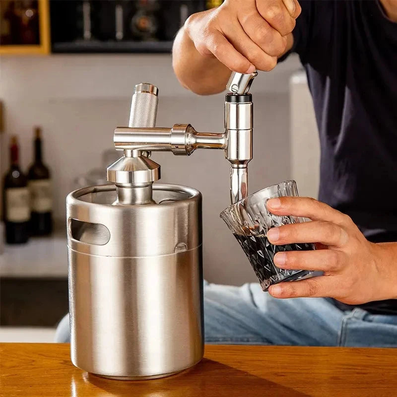 Nitro Cold Brew Coffee Maker with Homebrew Keg and Stout Creamer Faucet - 2L Coffee Dispensing System for Aficionados
