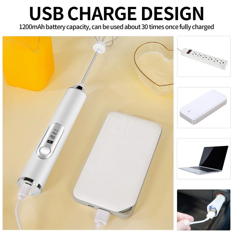 Premium Electric Handheld Milk Frother and Egg Blender for Perfect Coffee, Matcha, and Cappuccino Creations