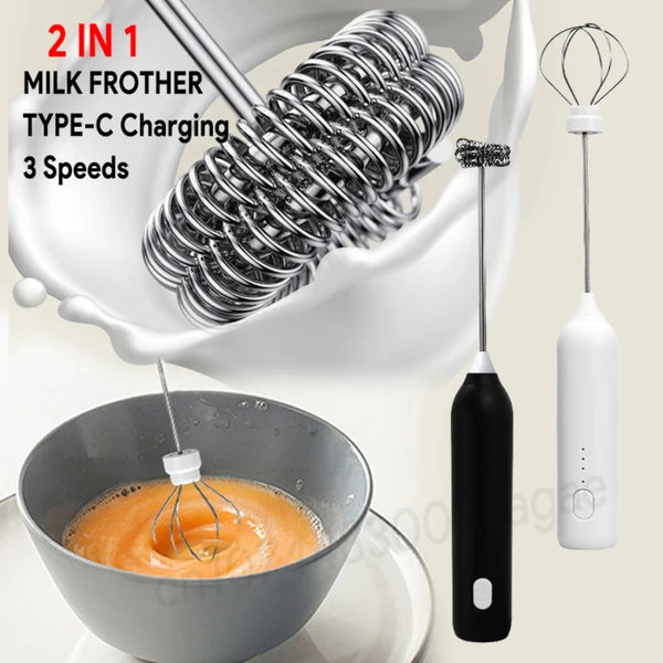Elevate Your Coffee Experience with the Electric Coffee Frother and Milk Whisk - Mini USB Rechargeable Handheld Blender with Three Speed Settings for Perfect Espresso Creations