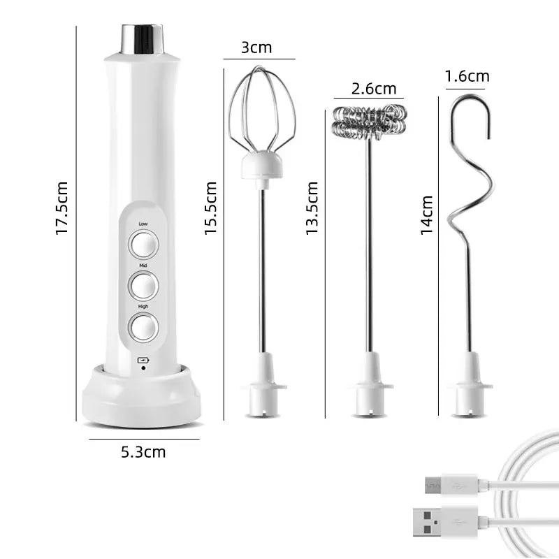 Portable 3-in-1 Electric Milk Frother and Foam Maker