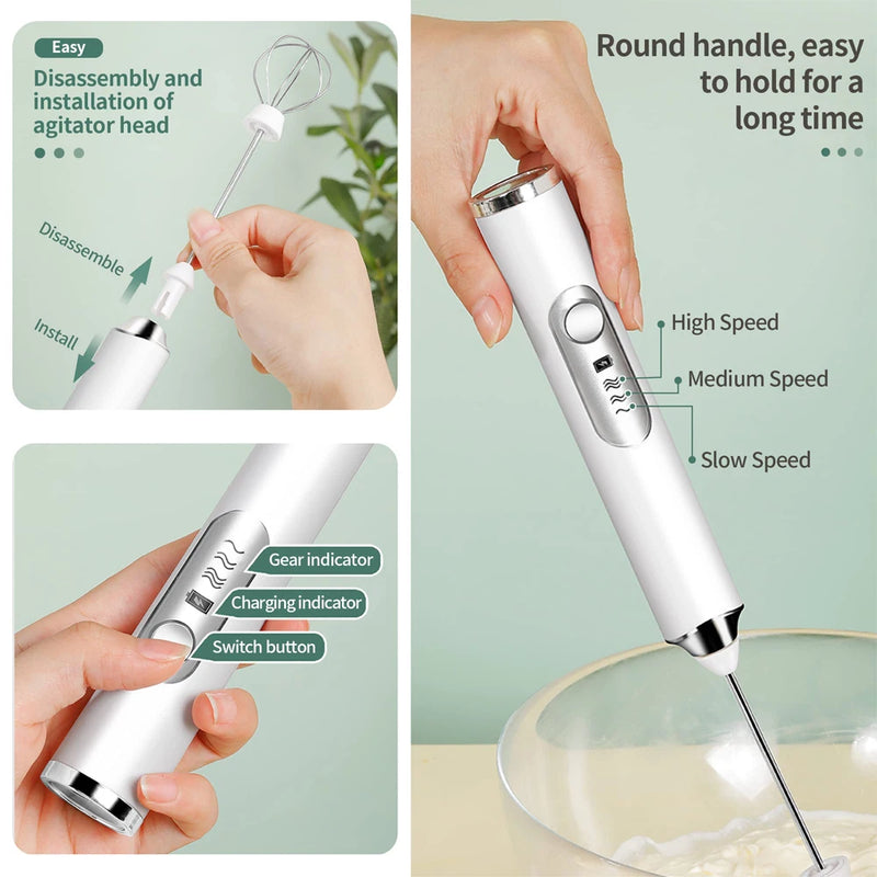 Premium Electric Handheld Milk Frother and Egg Blender for Perfect Coffee, Matcha, and Cappuccino Creations