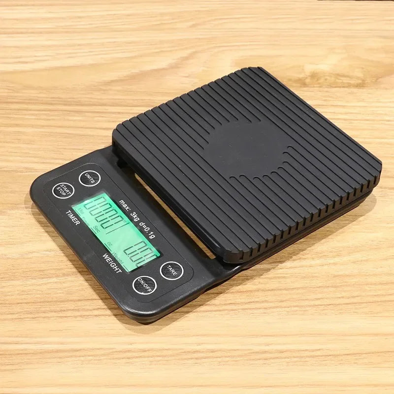 Precision Digital Coffee Scale with Integrated Timer - 0.1g Accuracy and LED Display for Perfect Brewing