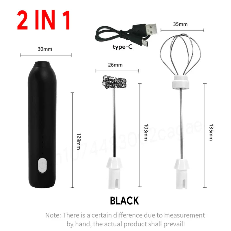 Elevate Your Coffee Experience with the Electric Coffee Frother and Milk Whisk - Mini USB Rechargeable Handheld Blender with Three Speed Settings for Perfect Espresso Creations