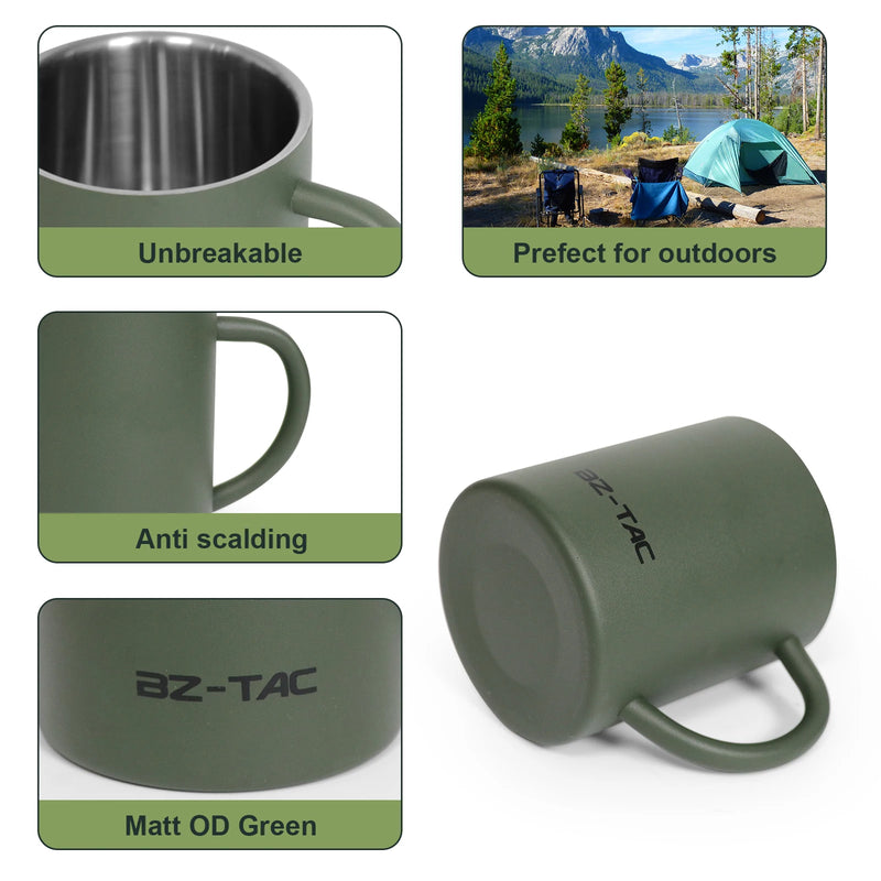  Rugged Steel Coffee Mug – Insulated & Matte Green for Outdoor Adventures (300ml / 450ml)