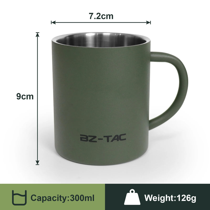  Rugged Steel Coffee Mug – Insulated & Matte Green for Outdoor Adventures (300ml / 450ml)