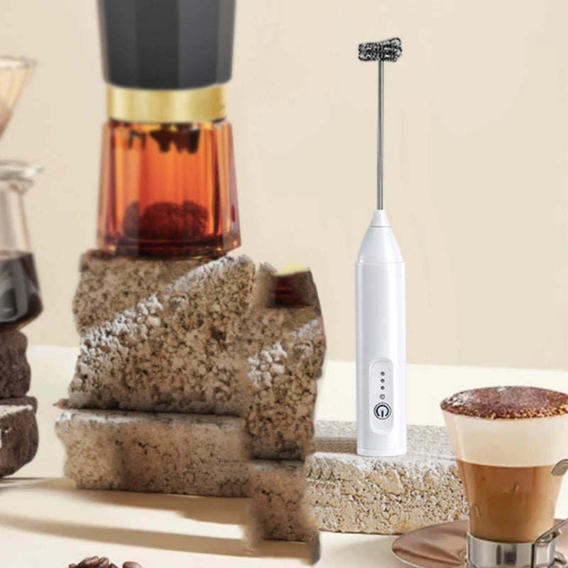 Elevate Your Coffee Experience with the Electric Coffee Frother and Milk Whisk - Mini USB Rechargeable Handheld Blender with Three Speed Settings for Perfect Espresso Creations