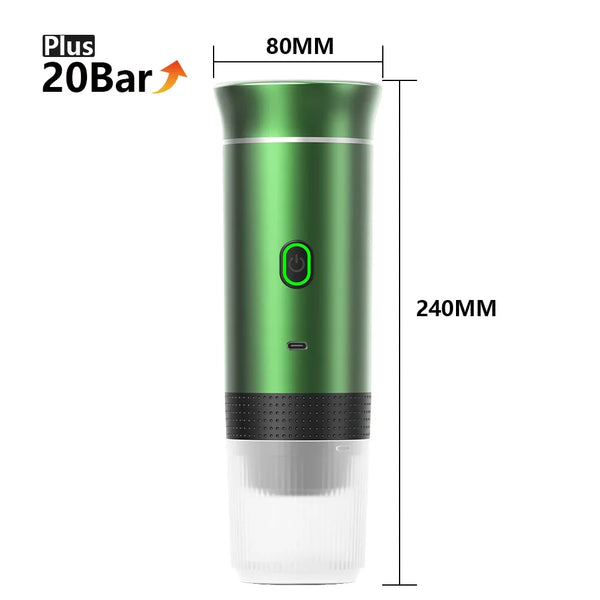 Portable Wireless Electric Espresso Coffee Maker for Car and Home - 3-in-1 Capsule and Ground Coffee Travel Machine