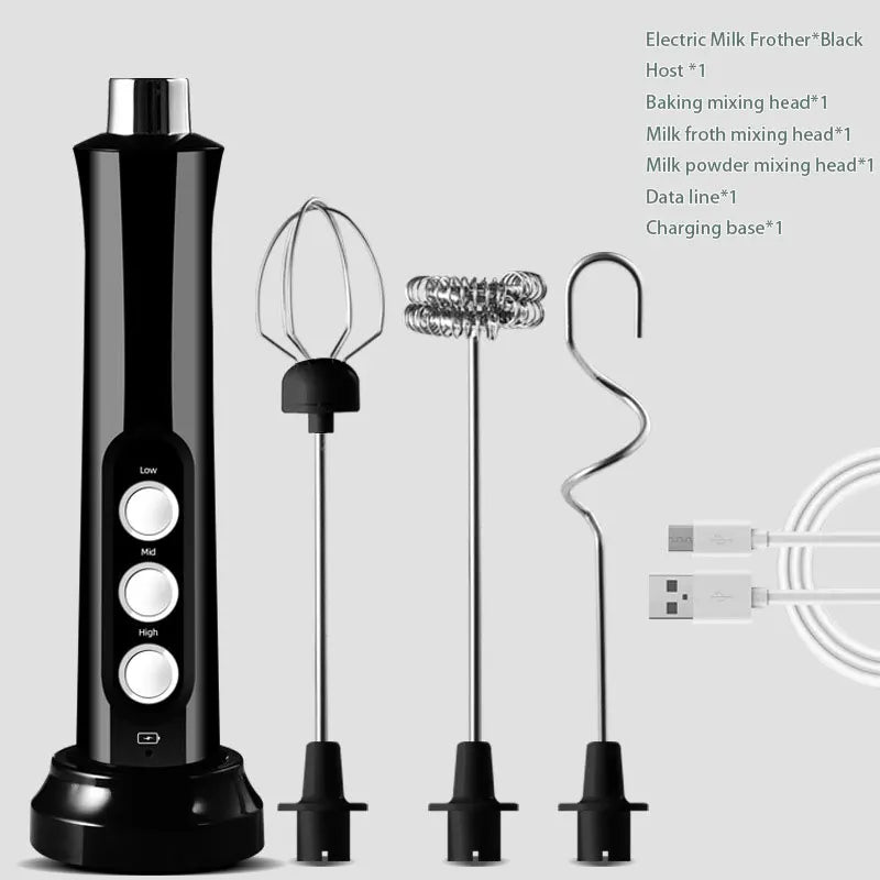 Portable 3-in-1 Electric Milk Frother and Foam Maker
