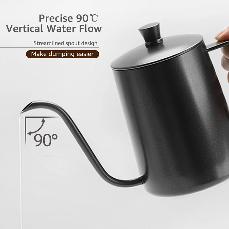Stainless Steel Gooseneck Pour Over Coffee Kettle - 350/600ML Capacity with Precision Long Narrow Spout