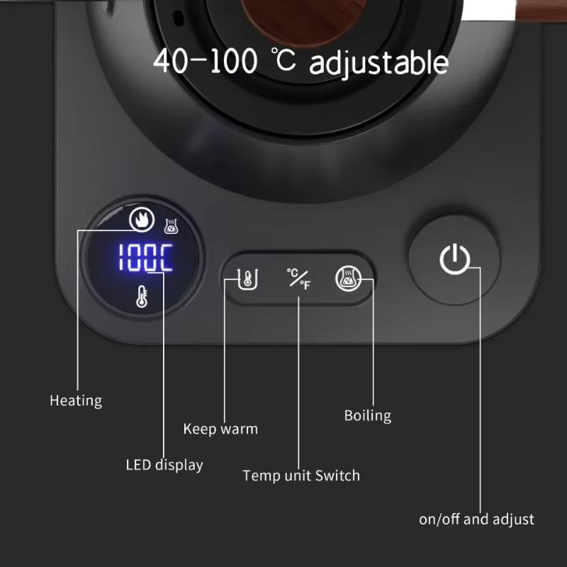 Electric Gooseneck Kettle 900ML - Precision Temperature Control Coffee Pot with Rapid Heating Capability (110V/220V)