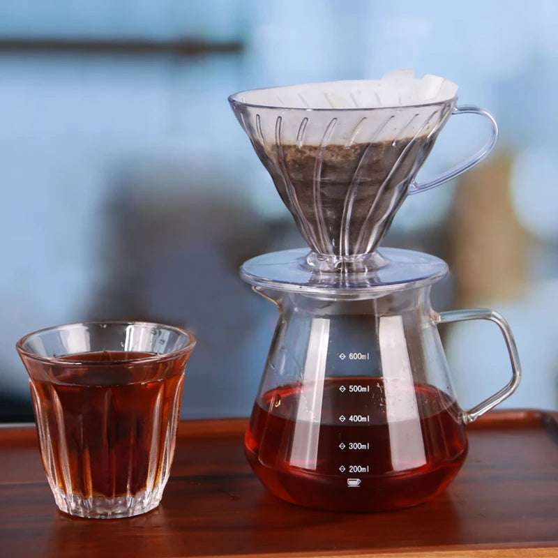 Elevate Your Coffee Experience with the Professional Pour Over Coffee Dripper Set – Complete with 600ml Glass Server, V02 Funnel, Drip Maker, Brew Cup, and Filter Papers