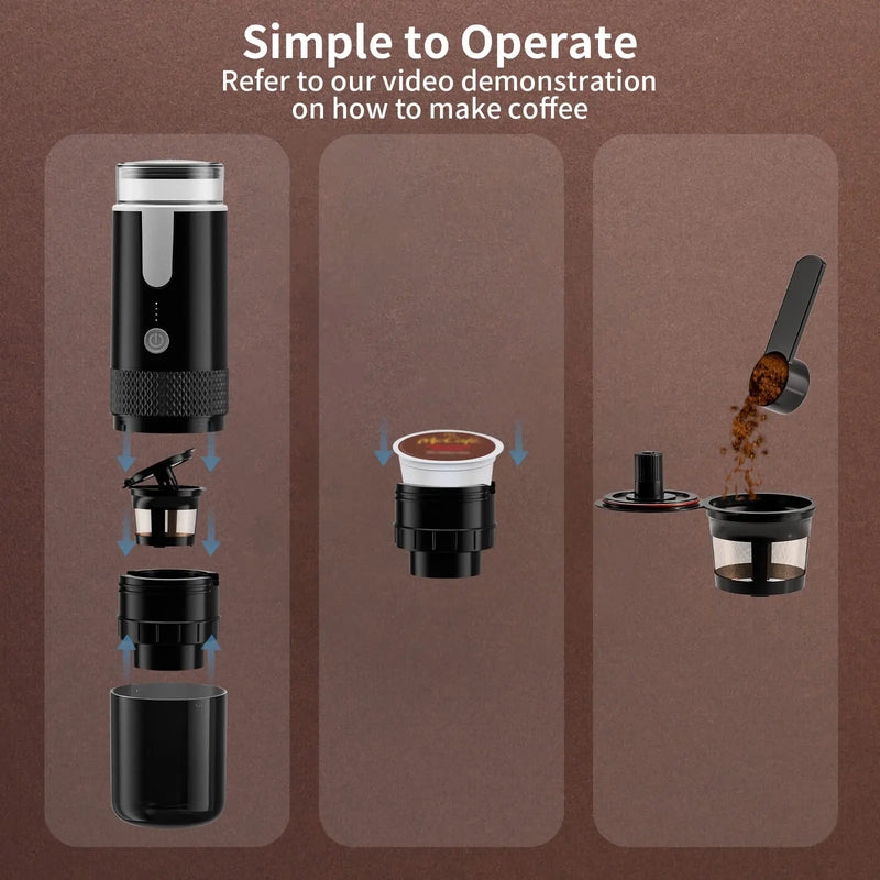 2-in-1 Portable Electric Coffee Maker – For Ground Coffee & Capsules