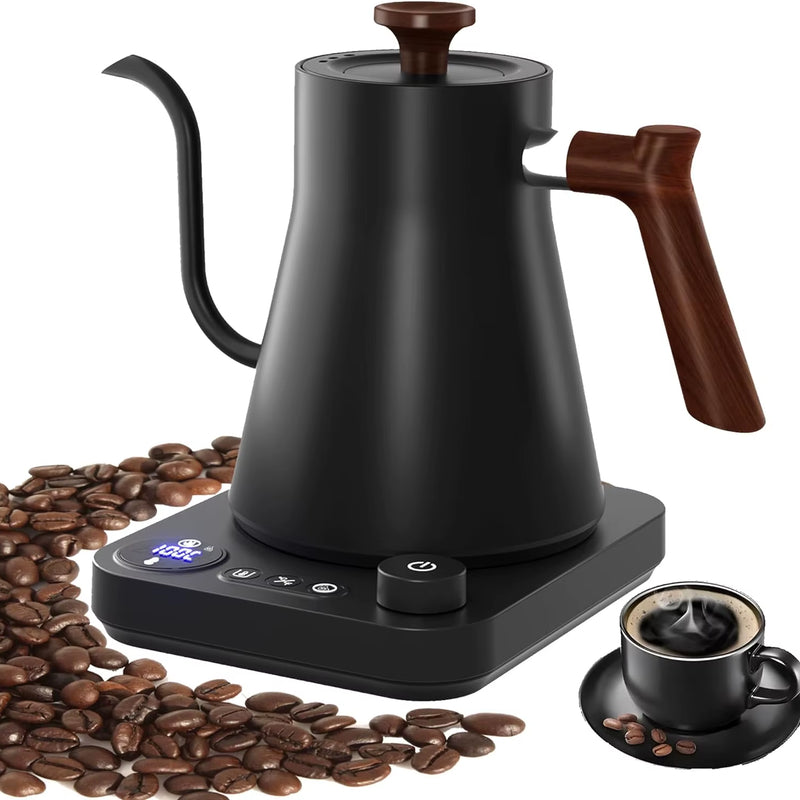 Electric Gooseneck Kettle 900ML - Precision Temperature Control Coffee Pot with Rapid Heating Capability (110V/220V)