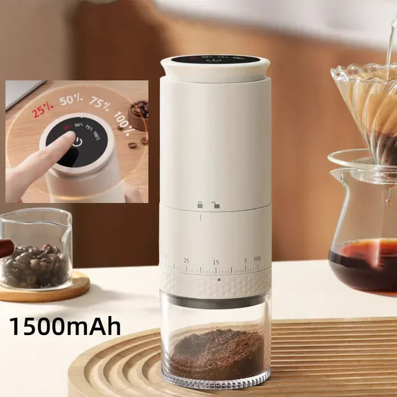 Electric Coffee Grinder with 1500mAh Conical Burr and Adjustable Grinding Settings